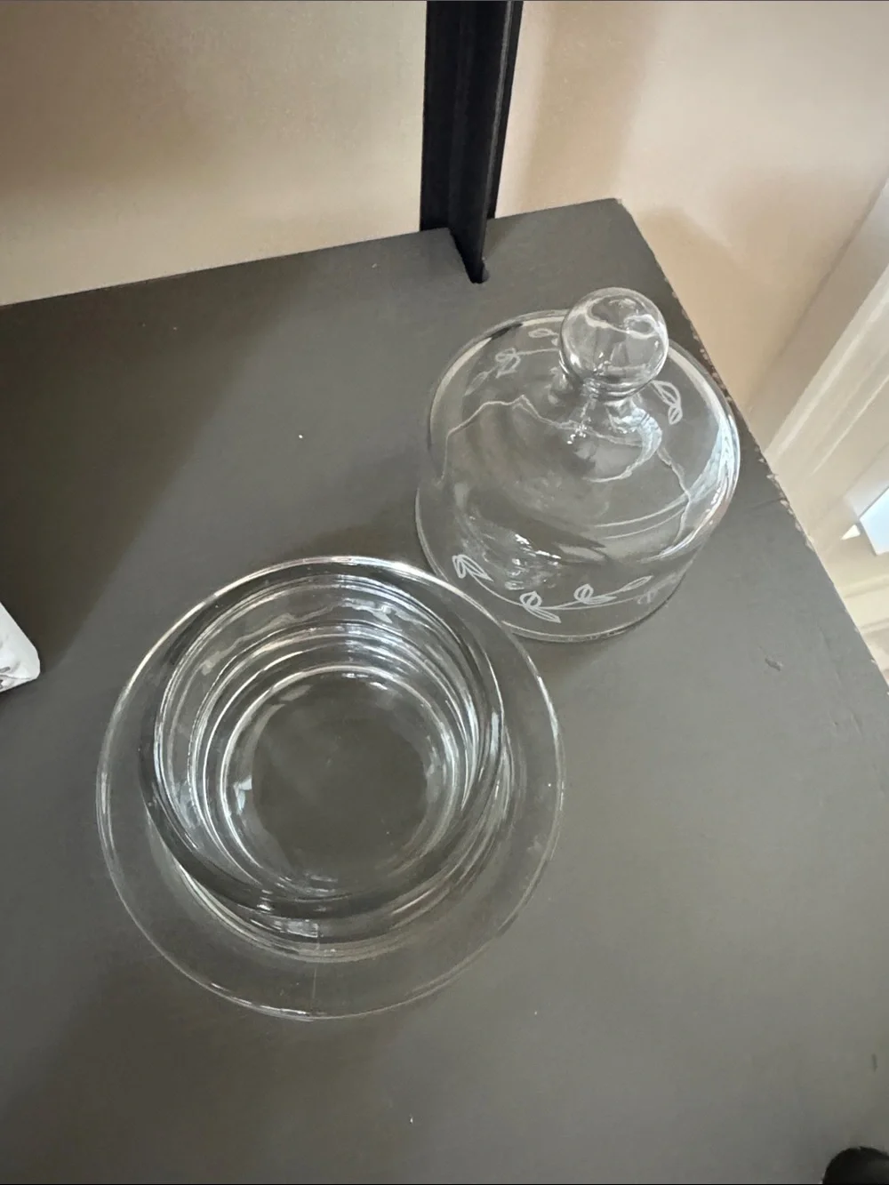 Vintage Clear Glass Butter Dish